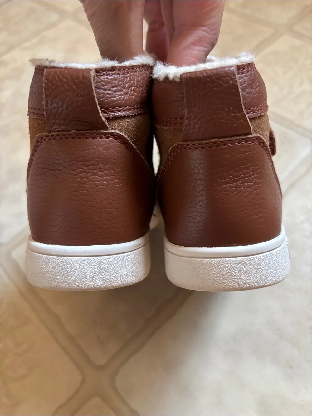 UGG Chestnut Leather Baby/ Toddler Rennon II Strappy Booties US12 UK11 EU30